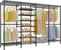 VIPEK S4 Heavy Duty Clothes Rack with Shoe Shelves Freestanding Clothing Rack with 8-Tier Shoe Rack, 4 Hanging Rod, Adjustable Shelf, Walk in Closet Organizer Garment Rack, Black