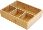 Tea Bag/Sugar Packet Holder,Coffee Station Condiment Organizer,Bamboo Tea Organizer,Large 4-Compartment Organizer Tray for Drawer/Shelf/Countertop,10.2 x 7.9 x 2.4 inch