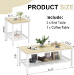 AWQM Coffee Table Coffee Table and end Table Sets Living Room Table | For Living Room, Small Apartment, Home Office, Sofa Storage Side Table & Bedroom Use (Oak)