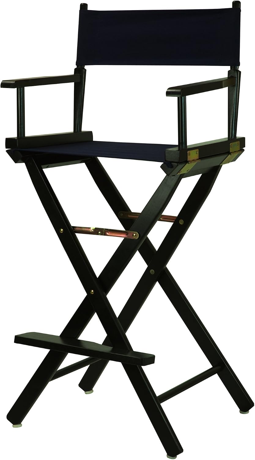 Casual Home 30" Director's Chair Black Frame-with Navy Canvas, Bar Height