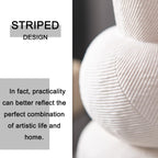 Ceramic Vases for Flowers, Matte White Ribbed Vase Set of 3, Decorative Vases for Pampas Grass, Modern Farmhouse Home Decor, Pottery for Centerpieces, Boho Vases