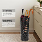 FreeStanding Metal Umbrella Holder for Entryway, Round Umbrella Organizer Bin for Long Short Umbrellas, Walking Sticks, Home Office Indoor (Black)