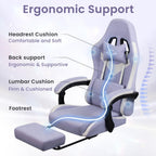 N-GEN GAMING Gaming Chair Video Game Computer Office Desk Use Ergonomic Reclining Backrest Adjustable Armrests Lumbar Support Footrest High Density Foam Breathable Fabric Heavy Duty Base (Purple)