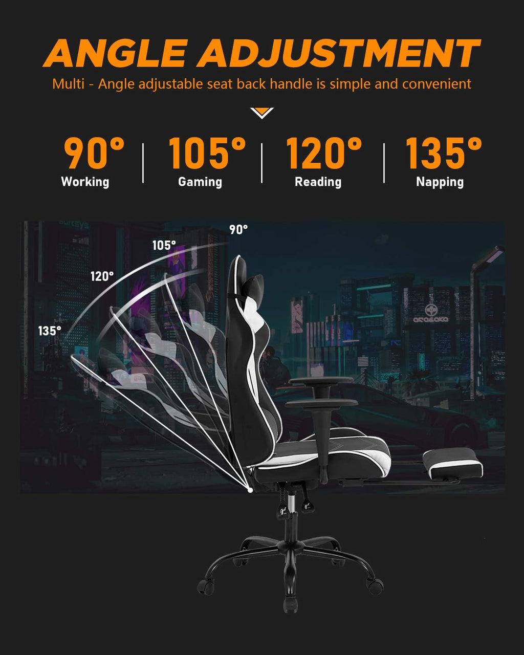 Ergonomic Mat for Hardwood Floor Back Support Massage Computer Chair, Black+White (PC Computer Gaming Chair)