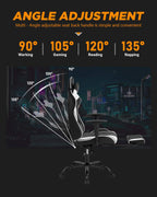 Ergonomic Mat for Hardwood Floor Back Support Massage Computer Chair, Black+White (PC Computer Gaming Chair)