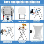 2Sets 32in Hightop Folding Cocktail Tables+Covers, White-Spandex Stretch Folding Bar Table Covers, Removable Legs Bar Height Folding Table Outdoor Indoor Use (2+2White/2Covers+2Tables)