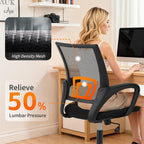 BestOffice Office Chair Ergonomic Cheap Desk Chair Mesh Computer Chair Lumbar Support Modern Executive Adjustable Stool Rolling Swivel Chair for Back Pain (Black)