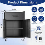 Metal Storage Cabinet with Wheels,Adjustable Shelves with Doors and Lock,Sturdy and Durable Heavy Duty Utility Storage Cabinet for Office/Kitchen/Garage/Pantry Organizer