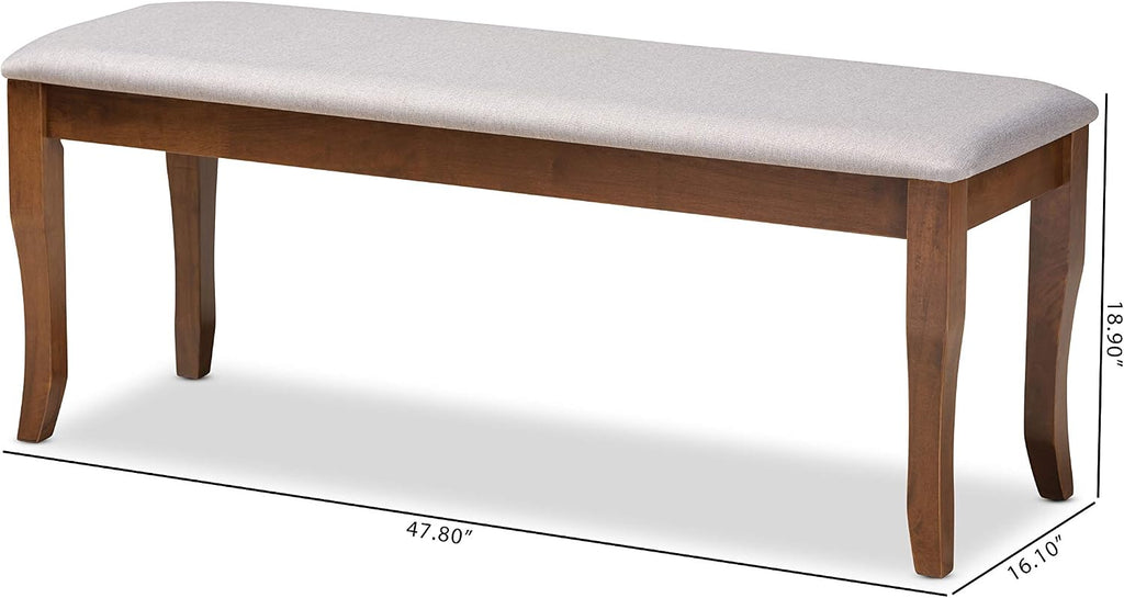 Baxton Studio Cornelie Modern and Contemporary Transitional Grey Fabric Upholstered and Walnut Brown Finished Wood Dining Bench