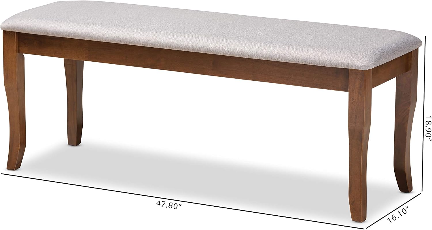 Baxton Studio Cornelie Modern and Contemporary Transitional Grey Fabric Upholstered and Walnut Brown Finished Wood Dining Bench