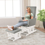 LDAILY LUARANE Hoop Glider and Ottoman Cushion Set, Wooden Rocking Nursery Chair with Cushioned Armrests Detachable Cover, Upholstered Glider with Nursing Ottoman for Napping Nursing Reading (Grey)