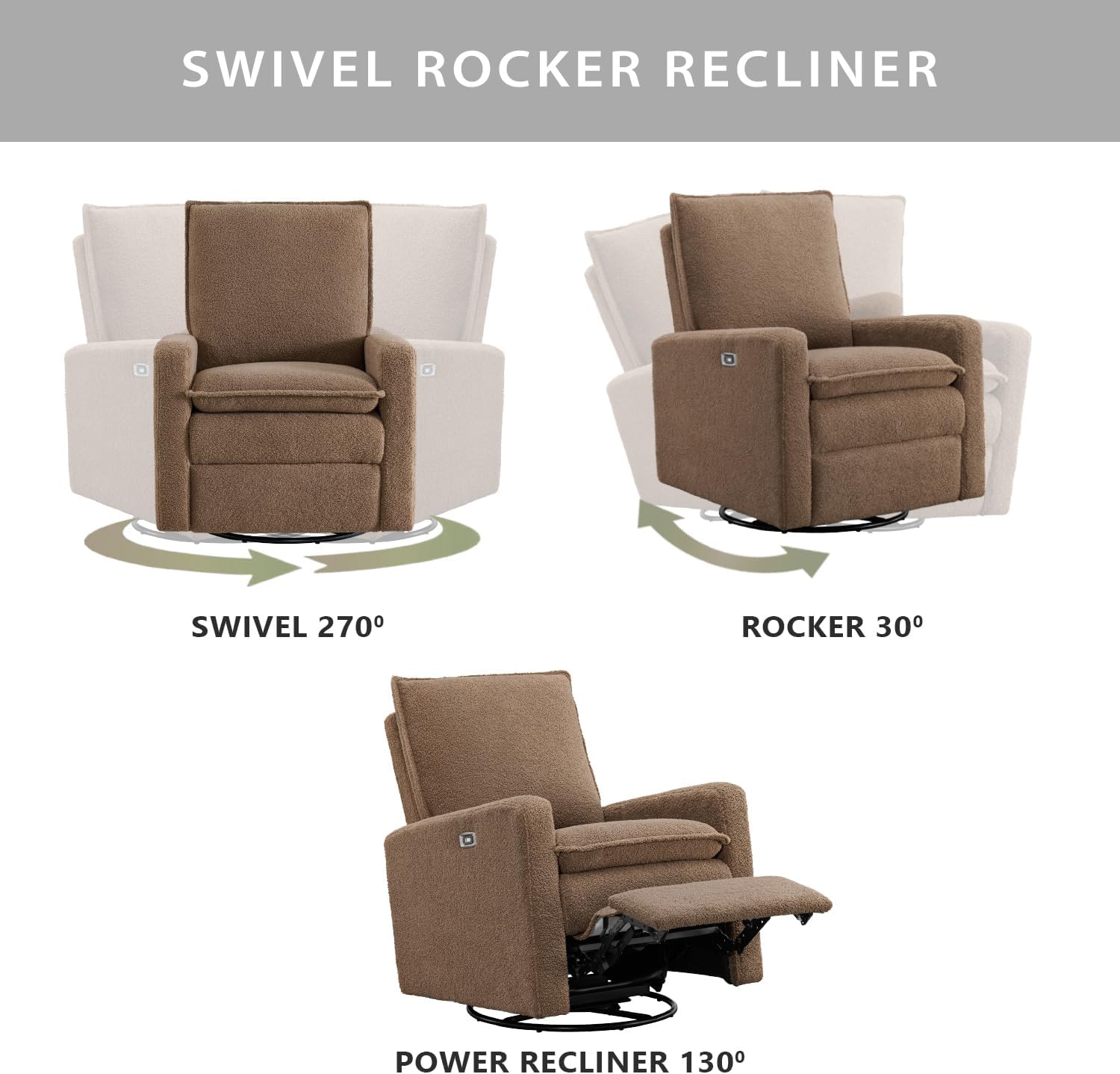 Oxford Baby Uptown Power Recliner/Glider, Teddy Brown