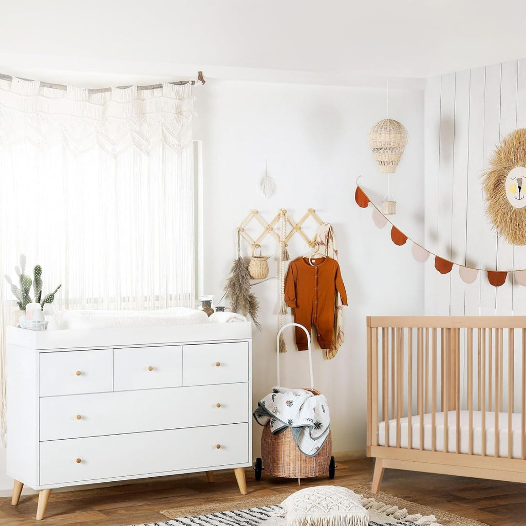 dadada Baby Harmony Set, Nursery Furniture Set. Baby Crib and Dresser Combo. Soho 3-in-1 Convertible Crib and Austin 5 Drawer Nursery Dresser. Natural Beechwood