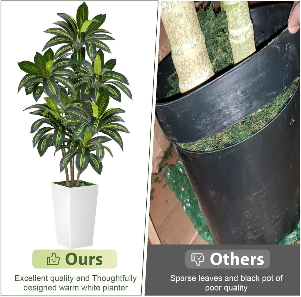 Artificial Dracaena Tree 5FT Tall, Faux Dracaena Tree Indoor, Fake Yucca Plant Potted, Tropical Floor Plant with Lifelike Leaves for Home Office Living Room Indoor Outdoor Decor