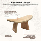 Wooden Meditation Bench for Seiza & Yoga Practice - Ergonomic Kneeling Prayer Stool with Curved Seat - Natural Floor Bench for Meditation, Mindfulness, Prayer & Yoga Sessions