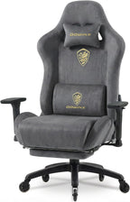 Dowinx Big and Tall Gaming Chair with Suede Fabric Breathable, Game Chairs for Adults with Oversized Thick Seat for 440lbs, Ergonomic Gamer Chair for Streaming & Long Gaming Sessions, Grey