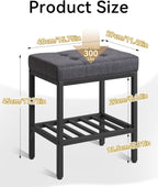 IBUYKE Rectangular Makeup Stool with Adjustable Feet and Storage Space, Footrest Chair, Linen Seat Vanity Stool, Multi-Use as Small Side Table or Ottoman, for Bedroom, Dark Gray WBD017G