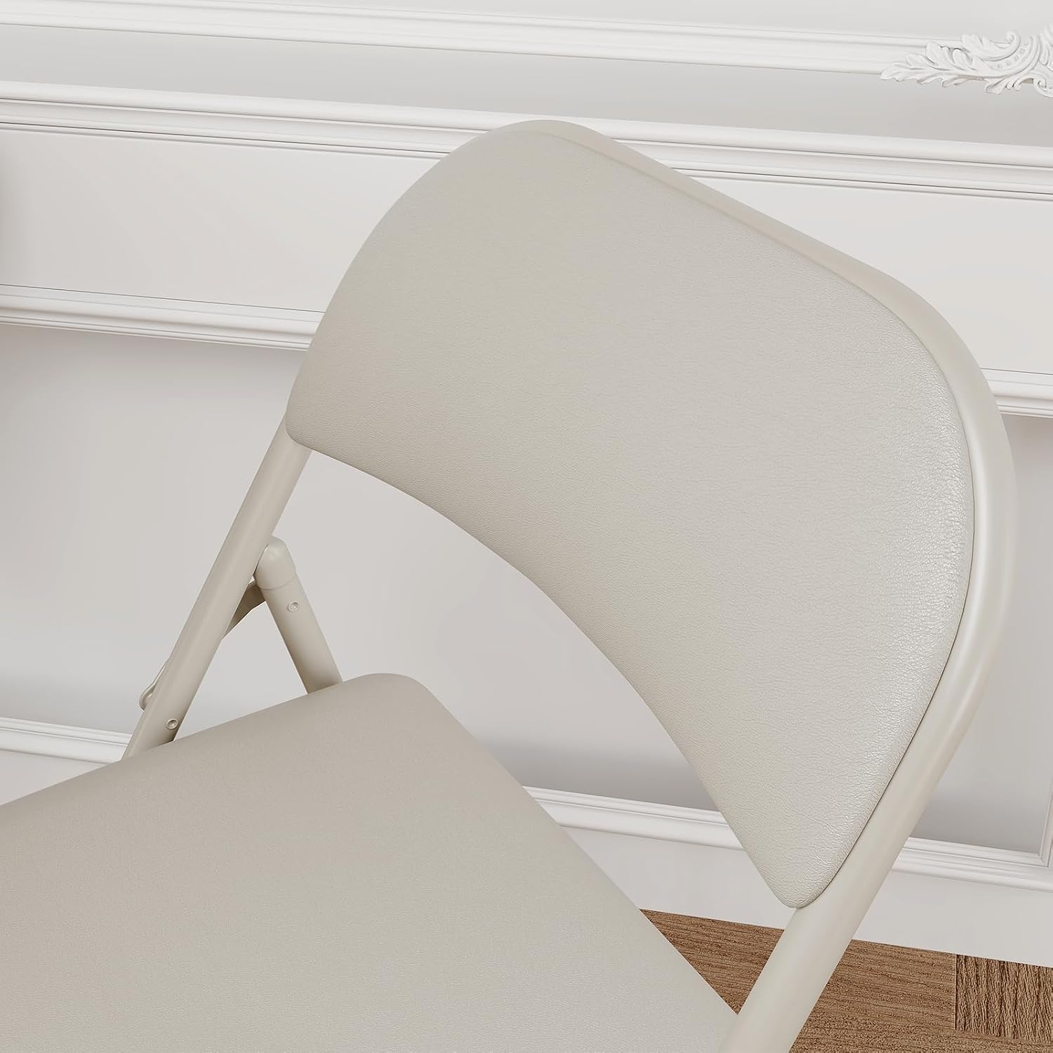 GarveeHome 4 Pack Folding Chairs with Padded Cushions, Padded Foldable Chair Hold Up to 350 LB, Portable Beige Folding Chair Suitable for Dining Room, Home Office, Indoor and Outdoor Events