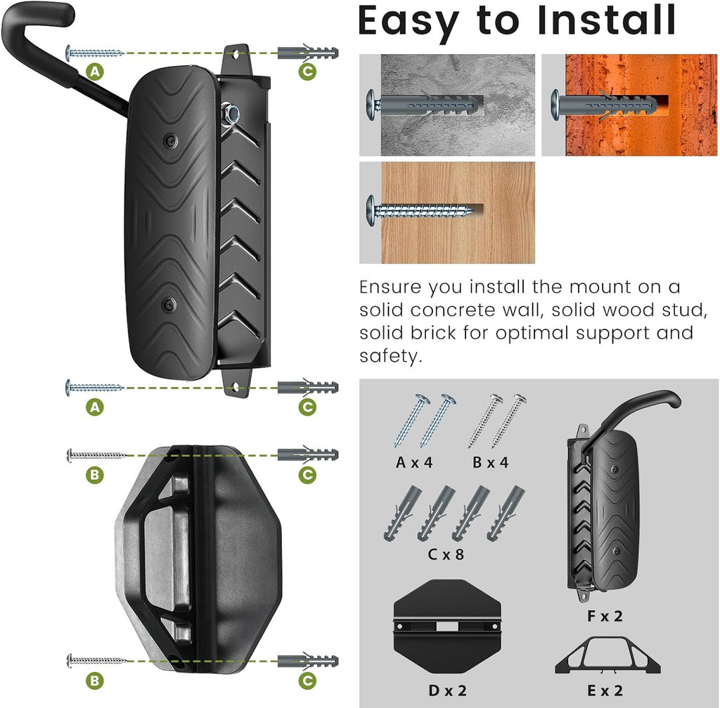 Housolution Swivel Bike Wall Mount [2 Pack], 150° Swivel Vertical Bike Rack Wall Hanger Holds up to 66lbs for Mountain/Road/Hybrid Bikes, Bike Hangers, Bicycle Storage Rack for Garage