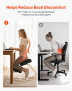 VEVOR Ergonomic Kneeling Chair, Wooden Posture Knee Chair with Thick Foam Cushions and Solid Wood Frame, Adjustable Height, Natural Relief for Neck or Back Pain, Ideal for Home, Office or Meditation