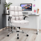 POWERSTONE Ergonomic Office Chair Big and Tall High-Back Executive Computer Desk Chair Upholstered Comfortable Home Office Chair with Flip-up Arms 400 LBS, Beige