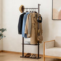 latifolia Clothes rack, Solid Wood Clothing Rack Witch Hooks and Shelves, 23.6 inch Garment rack With Storaege for Living Room, Walnut