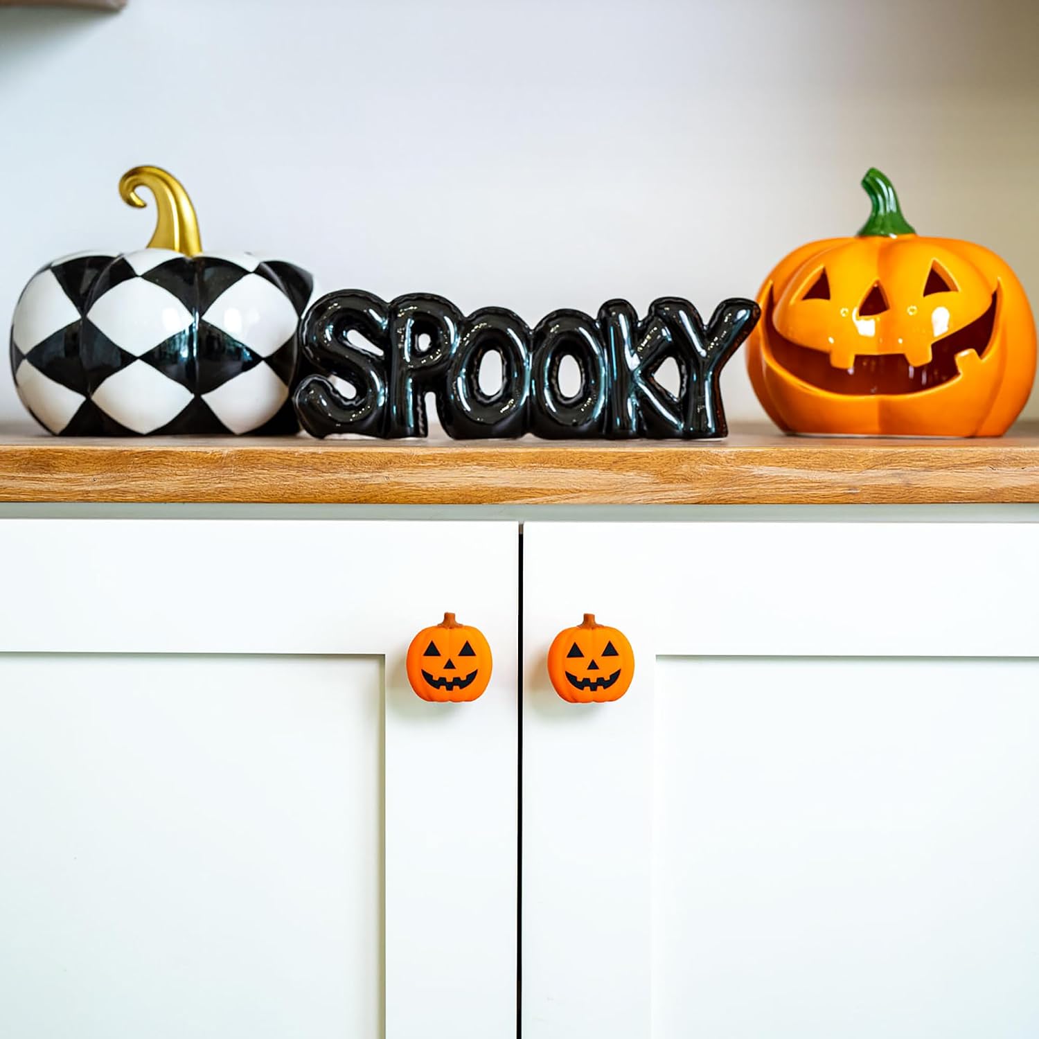 Knobēz: Decorative Knob Covers - Jack o Lantern - 12pk - Stretch Over Hardware Decorations, Cozy Seasonal Autumn Colors, Kitchen-Bathroom-Dressers-Home