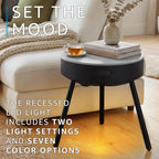 Smart Round Side Table with Charging and Smart Round Coffee Table - in Sound System, Modern Bedside Table for Nursery and Bedroom, Nightstands with Charging Station