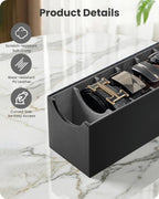 Lolalet 7 Compartments Belt Organizer, PU Leather Belt Storage with Soft Lining, Extra-Wide Slots for Men and Women, Fits Drawer, Closet & Entryway Cabinet -1 Pack, Black