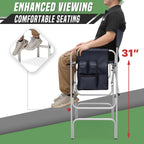 Directors Chair, 31“Tall Foldable Camping Chairs, Folding Aluminum Frame Vanity Chair, Makeup Artist Chair, Portable Camping Chair with Side Table, Cup Holder and Pockets, 250lbs Capacity(Blue)