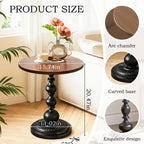 YUNMUARY-Vintage End Table with Solid Wood Top and Metal Base,15 Inch Wide Modern Side Table,Farmhouse Round Accent Tables for Kitchen,Coffee Shop,Dining Room and Bedroom.