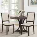 COLAMY Wooden Dining Chairs Set of 2, Mid Century Modern Upholstered Dining Chairs, 19 Inch Fabric Dining Room Chair with Back for Kitchen Dining Living Room Courtyard Waiting Leisure Area, Brown