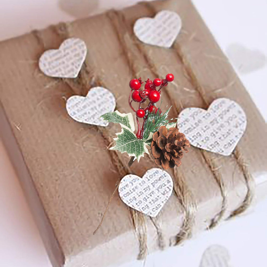 Crafare 20 Pack Artificial Christmas Tree Picks Assorted Red Berry Pine Picks Spray with Pinecones Apples Holly Leaves Winter Holiday Season Déco