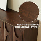 63" Sideboard Buffet Cabinet with Storage, Mid-Century Modern Sculpted Door Design Buffet Sideboard Accent Credenza with Adjustable Shelves for Living Room Kitchen Hallway (Walnut)