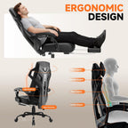 GTPLAYER Computer Chair with Adjustable Footrest, Ergonomic Gaming Chair with Headrest and Lumbar Support, Breathable Mesh Office Chair for Adults, High Back Reclining Desk Chair for Gaming and Office