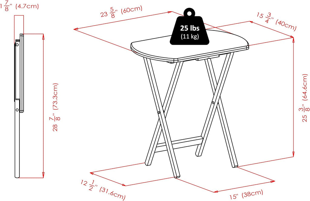 Winsome Corbett Set of 2 Oversized Foldable Snack Tables, Easy to Store Portable Fold Up Table Set for Kitchen, Living Room TV Dining, Crafts, Puzzles, Work From Home