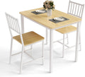 3-Piece Dining Table Set for 2, Space-Saving Kitchen Table Set for Small Spaces, Industrial Breakfast Table for Apartment, Studio & Nook, Natural Wood & Metal,Natural