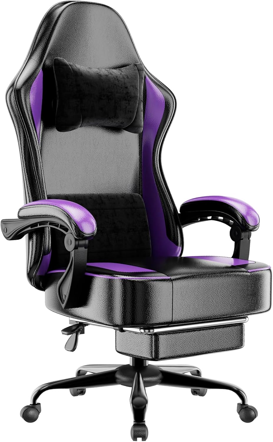 Gaming Chair with Pocket Spring Cushion and Footrest, Ergonomic Computer Chair for Adults, Breathable PU Leather Game Chair
