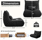 Bean Bag Chair with Lumbar Pillow, Gaint Bean Bag Chairs for Adults, Oversized Corduroy Beanbag Chair with Memory Foam Filled, Lazy Floor Sofa for Reading Gaming Living Room Bedroom (Grey)
