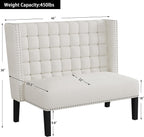 Andeworld Modern Loveseat Settee Bench Sofa Couch, Upholstered Banquette Dining Bench with Back for Dining Living Room Hallway or Entryway Seating,White