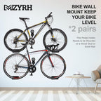 MZYRH Heavy Duty Bike Wall Mount, Stainless Steel, 2 Pack, Bicycle Storage Rack, Ideal for Road, Mountain or Hybrid Bikes