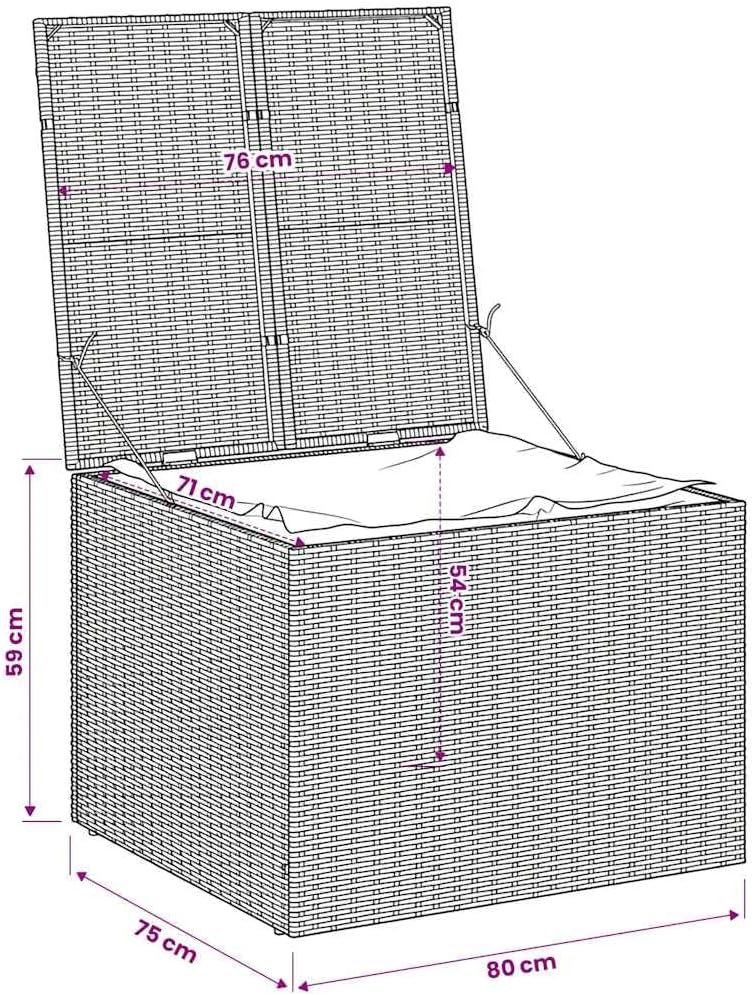 Garden Storage Box Black Poly Rattan Resin Wicker Container Chest 76.9 Gal Weather Resistant Outdoor Patio Deck Cushion Bench with Lockable Lid for Backyard Porch Balcony Yard