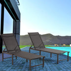 Aluminum Chaise Lounge Chair Outdoor Set of 2, Foldable & Assembly Free Outdoor Lounge Chairs with 5-Position Recliner, Pool Lounge Chairs for Outside Poolside Beach Lawn (Dark Grey)