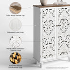 Accent Cabinet with Doors, 47" Tall Buffet Cabinet with Solid Wood Legs, Freestanding Sideboard for Living Room, Entryway, Dining Room, Bedroom, White