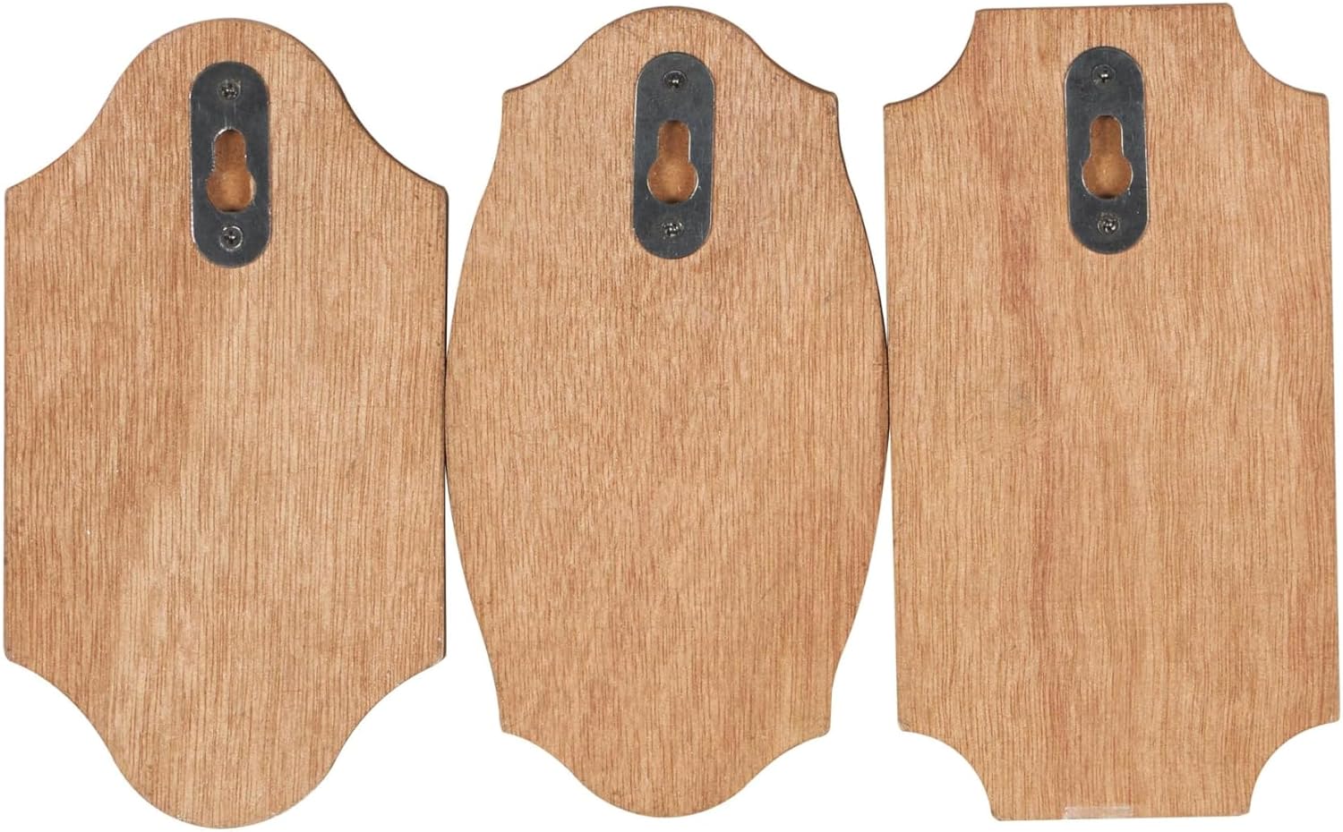 Deco 79 Wooden Fleur De Lis Vintage Inspired Wall Hook with Black Metal Hooks and Curved Edges, Set of 3 4" W, 6" H, Brown