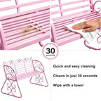 Outdoor Garden Bench with Curved Armrests, 440lbs Load Capacity Waterproof Iron Seating, Ideal for Courtyard Park and Porch(Pink)