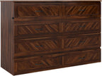 AFI, Alpine Queen Wood Murphy Bed Chest with 6" Mattress, Storage Drawer & Built-in USB Charger, Barnwood
