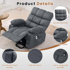 Power Lift Recliner Chair for Elderly with Heat and Massage, Electric Recliners Single Sofa with Side Pocket and USB Charge Port for Living Room and Bedroom Comfort
