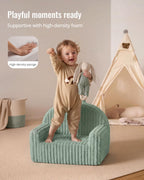 Blissful Diary Kids Chair, Soft Kids Armchair, Comfortable Kids Couch Sofa for Reading Playing, Kids Furniture for Boys and Girls Gift, Sage Green