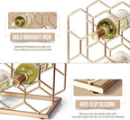 14 Bottle Countertop Wine Rack - Freestanding Modern Gold Metal Wine Rack - Tabletop Wine Holder Stand for Cabinet, Pantry, Wine Bottle Storage……